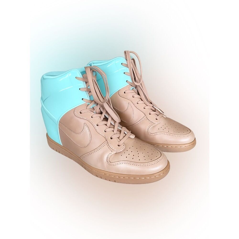 NIKE DUNK Sky HI VT QS Wedge Vachetta Tan Leather & Artic Green Patent Leather